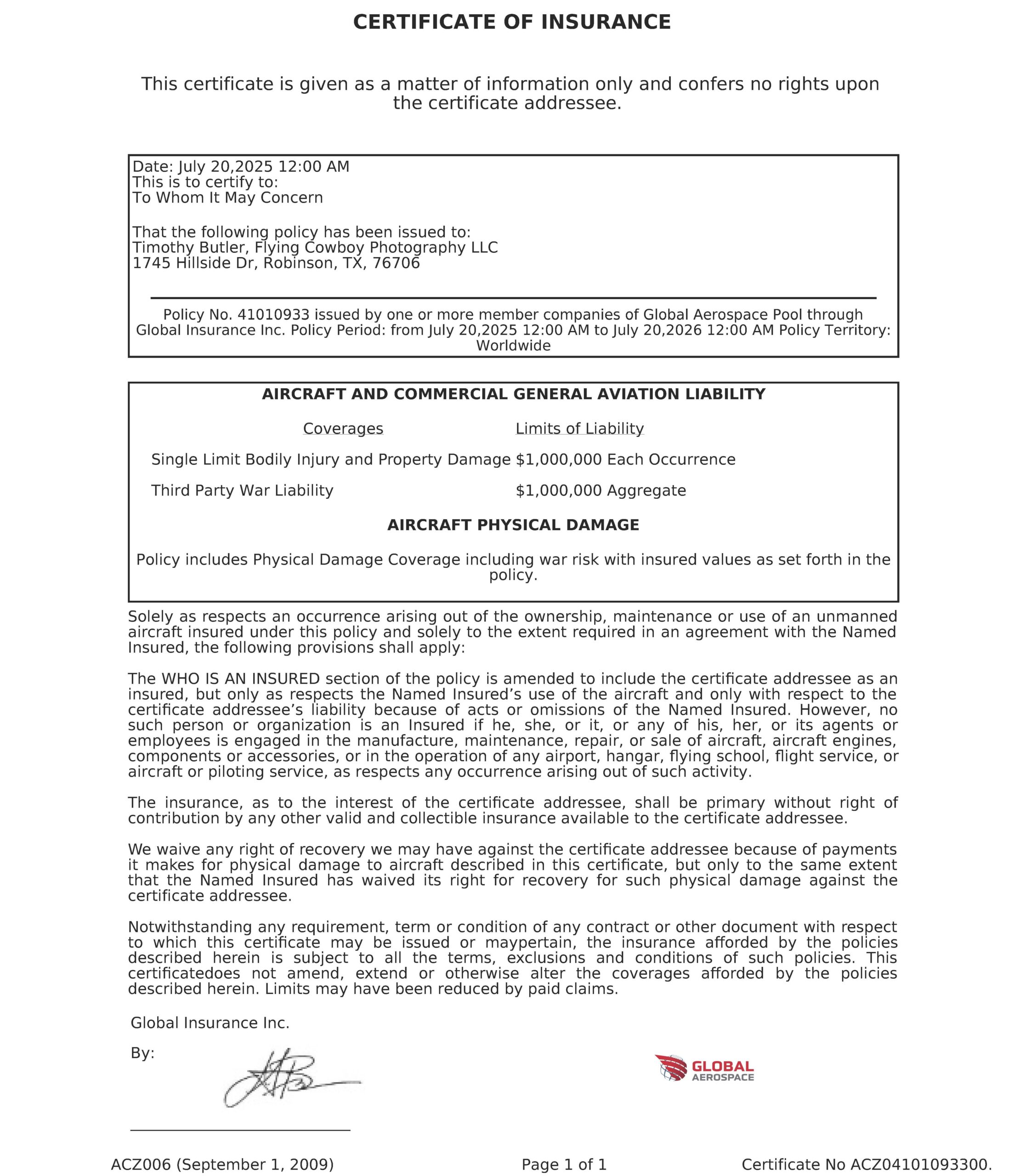 Flying Cowboy Small Drone Insurance 2025-2026