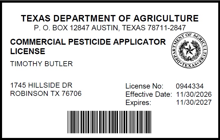 2026 Commercial Applicator License Front
